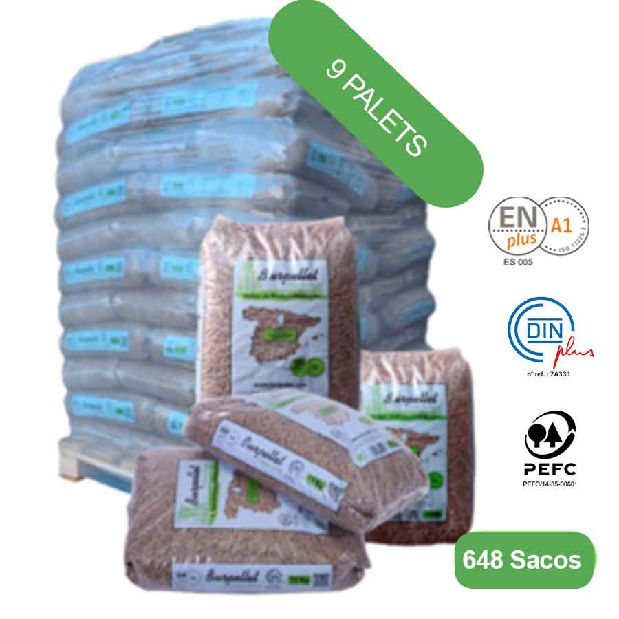 Burpellet -9 Palets de 648 Sacos certificado Enplus 15 kg